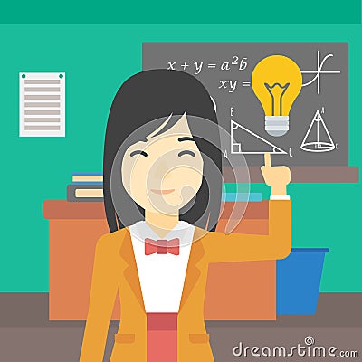 Student pointing at light bulb vector illustration Vector Illustration