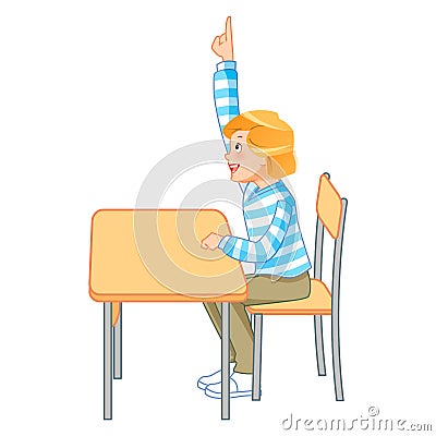 Student raise their hands Vector Illustration