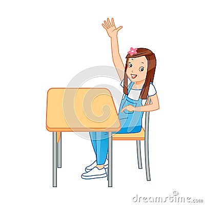 Student raise their hands Vector Illustration