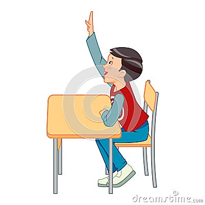 Student raise their hands Vector Illustration