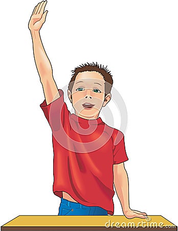 Student Raising Hand Vector Illustration Vector Illustration