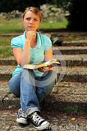 Student Reading Stock Photo