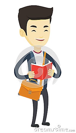 Student reading book vector illustration. Vector Illustration