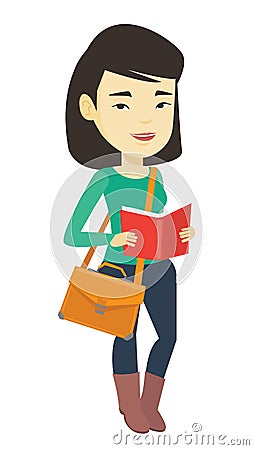 Student reading book vector illustration. Vector Illustration