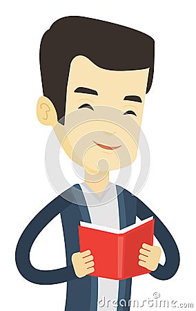 Student reading book vector illustration. Vector Illustration