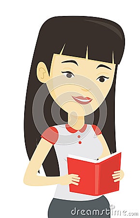Student reading book vector illustration. Vector Illustration