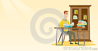 Student reading book vector illustration. Vector Illustration