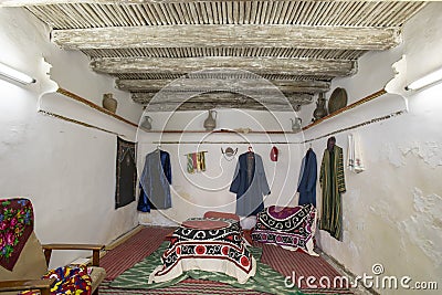 Student room in Shir Doh Madrasa, The Registan, Samarkand, Uzbek Stock Photo