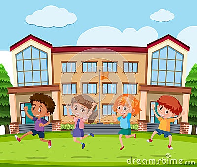 Student at school yard Vector Illustration