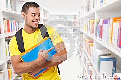 Student showing pointing marketing ad advert library learning copyspace copy space young man people Stock Photo