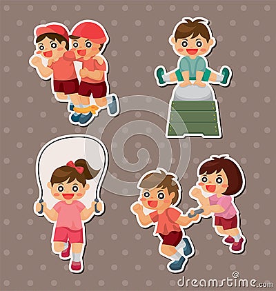 Student sport game stickers Vector Illustration