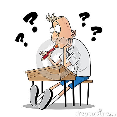 Student taking a test in school Vector Illustration