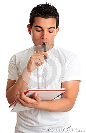 Student thinking pondering Stock Photo