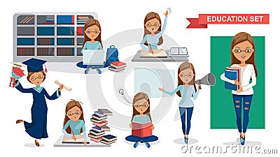 Student Women Vector Illustration