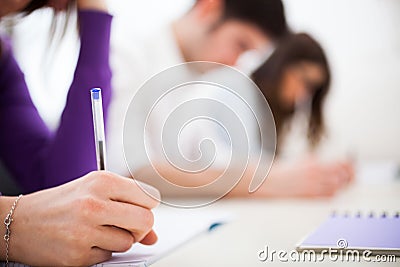 Student at work in a library Stock Photo