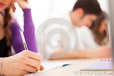 Student at work in a library Stock Photo