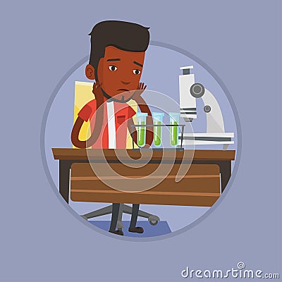 Student working in laboratory class. Vector Illustration