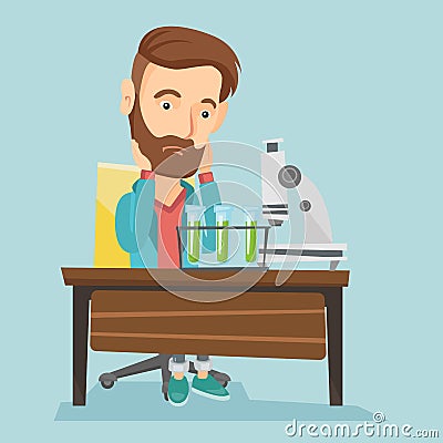 Student working at laboratory class. Vector Illustration