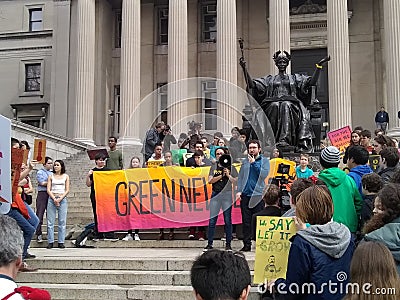 Student and XR Environmental Protest Outside Museum of Natural History in New York, NY. USA Editorial Stock Photo