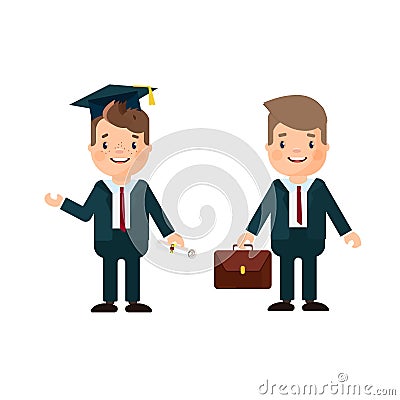 Student or student. Young employee. Manager, a man in a suit. Office worker Vector Illustration