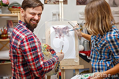 Students in art school Stock Photo