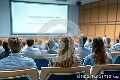 Students attentively listening to lecture in university classroom Stock Photo