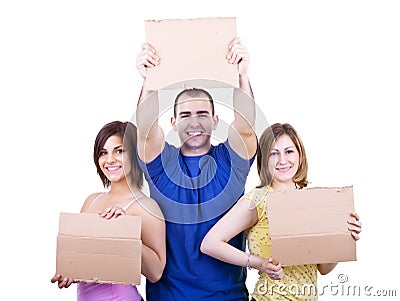 Students with blank papers Stock Photo
