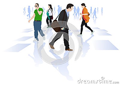 Students on campus Vector Illustration