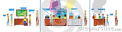 Students In Chemical Lab Comics Vector Illustration