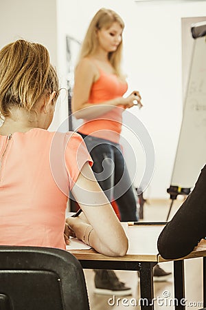 Students in classroom learning english Stock Photo