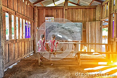 Students in classroom;Tribal students in rural; Hill tribe school. Editorial Stock Photo