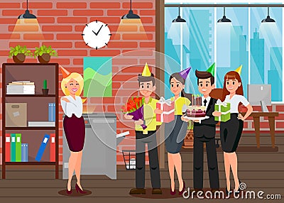 Students Congratulate Lecturer, Educator Vector Vector Illustration