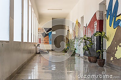 Students in corridor Art School San Alejandro Havana Editorial Stock Photo