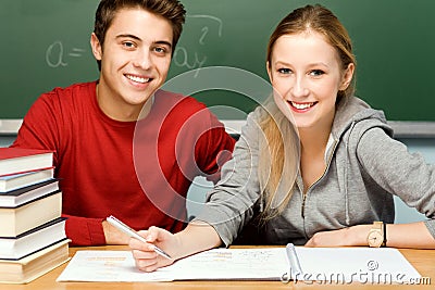 Students doing homework Stock Photo