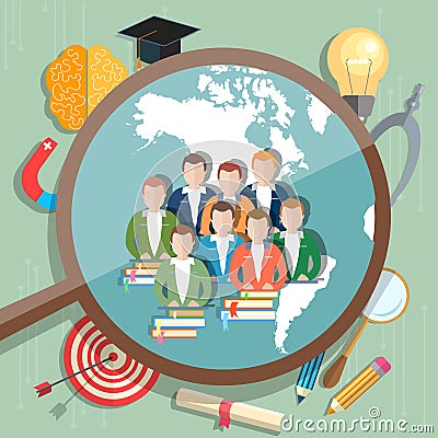 Students and Education online concept international education Vector Illustration