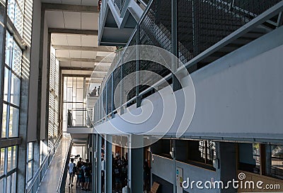 Students entering classroom for their final summer exam Editorial Stock Photo