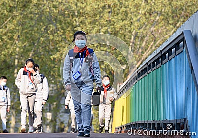 Huai `an city, jiangsu province, China: the first to third grade of primary school started in an orderly manner today Editorial Stock Photo