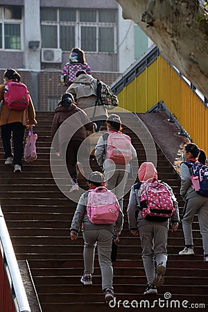 Huai `an city, jiangsu province, China: the first to third grade of primary school started in an orderly manner today Editorial Stock Photo