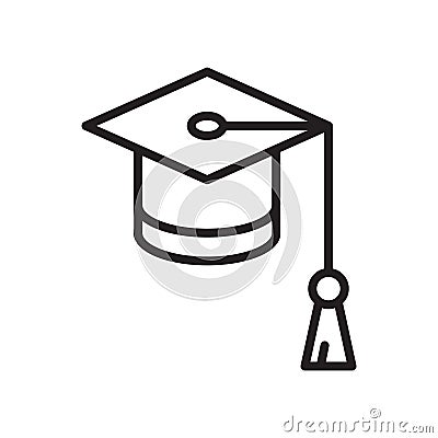 Students graduation hat icon vector sign and symbol isolated on white background, Students graduation hat logo concept Vector Illustration