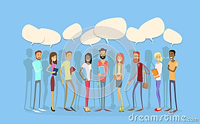 Students Group People Chat Bubble Social Network Communication Vector Illustration