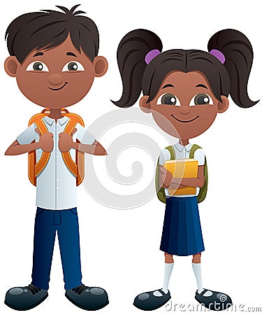 Students Indian on White Vector Illustration
