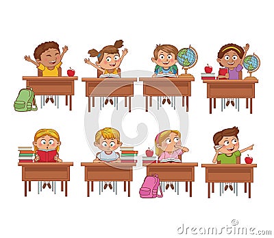 Students kids cartoon Vector Illustration