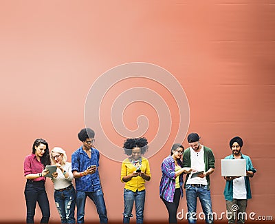 Students Learning Education Social Media Technology Stock Photo