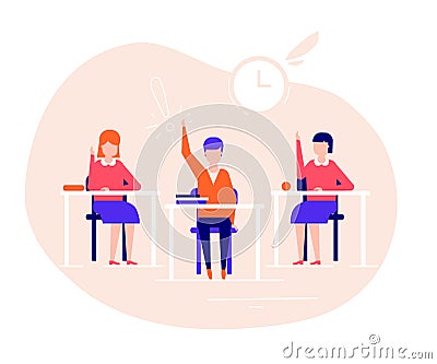 Students on the lesson - flat design style illustration Vector Illustration