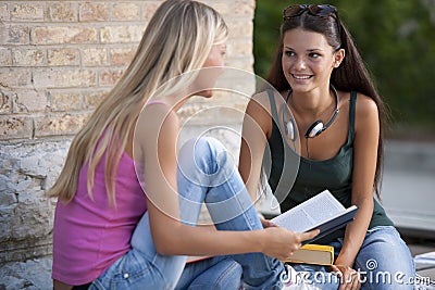 Students outdoors Stock Photo