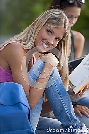 Students outdoors Stock Photo