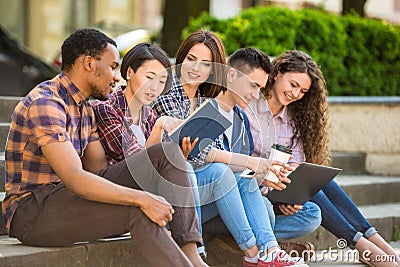 Students outdoors Stock Photo