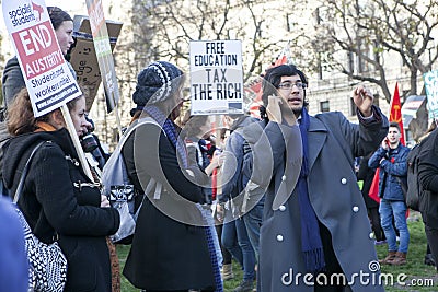 Students protest against fees and cuts and debt in central London. Editorial Stock Photo