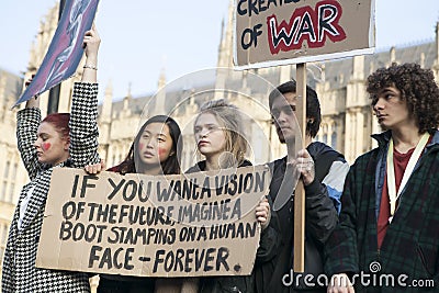 Students protest against fees and cuts and debt in central London. Editorial Stock Photo