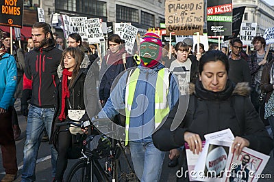 Students protest against fees and cuts and debt in central London. Editorial Stock Photo